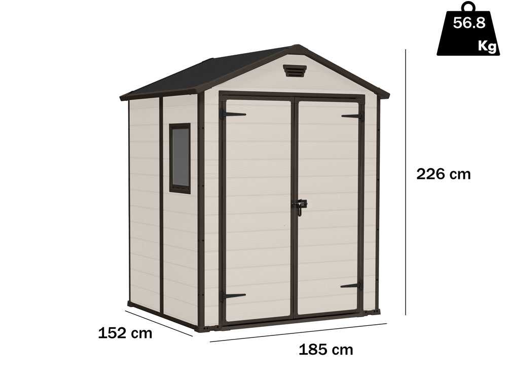 Keter Manor beige – Caseta de jardín – Con ventana lateral – 185x152x226 cm - Imagen 2