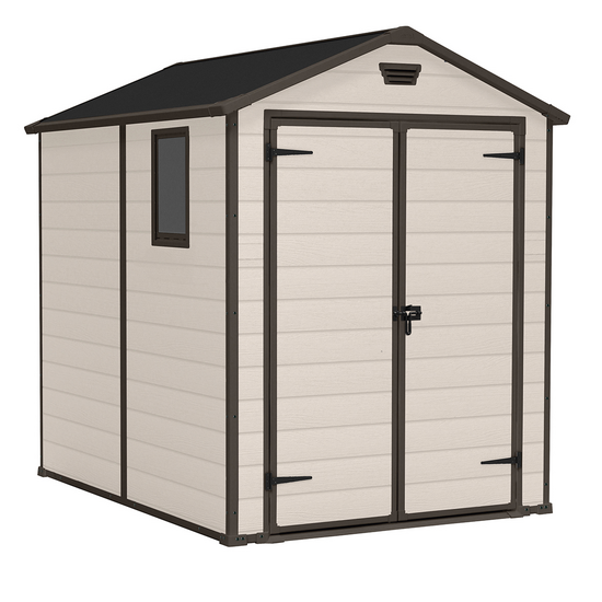 Keter Manor beige – Caseta de jardín – Con ventana lateral – 185x236x227 cm