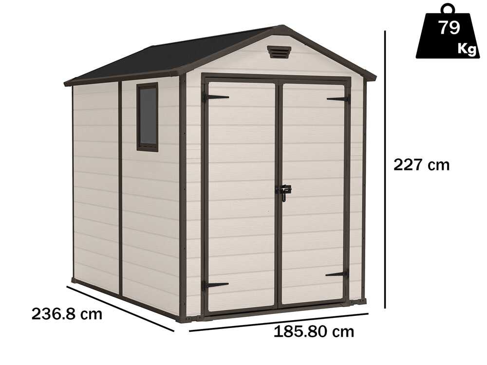 Keter Manor beige – Caseta de jardín – Con ventana lateral – 185x236x227 cm - Imagen 2