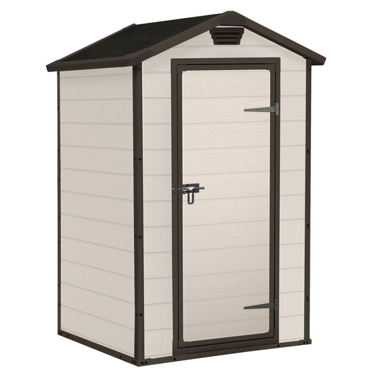 Keter Manor beige – Caseta para herramientas de jardín – 129x103x196 cm