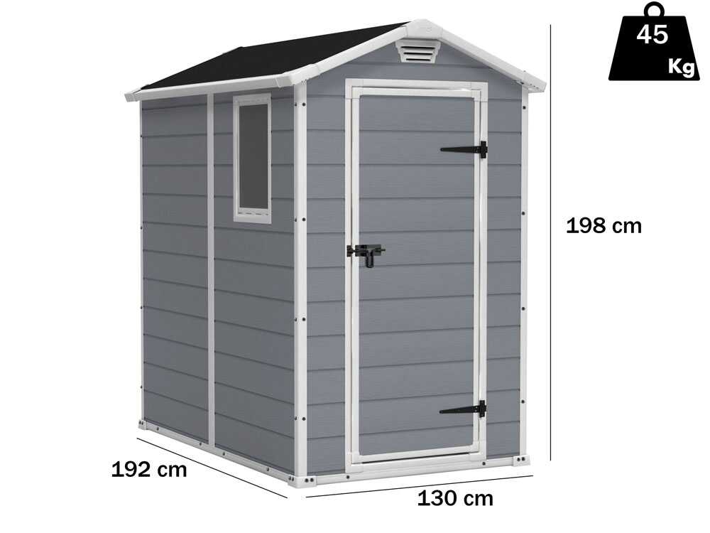 Keter Manor gris – Caseta de jardín – Con ventana lateral – 130x192x198 cm - Imagen 2