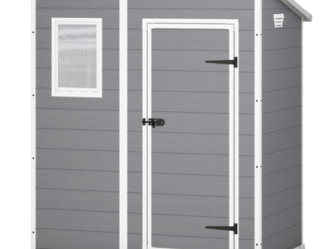Keter Manor Pent gris – Caseta de jardín – Con ventana frontal – 183.5x111x200.5 cm