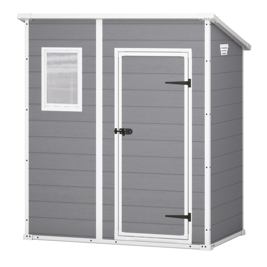 Keter Manor Pent gris – Caseta de jardín – Con ventana frontal – 183.5x111x200.5 cm