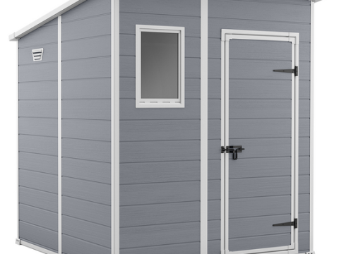 Keter Manor Pent gris – Caseta de jardín – Con ventana frontal – 183.5x185x200 cm