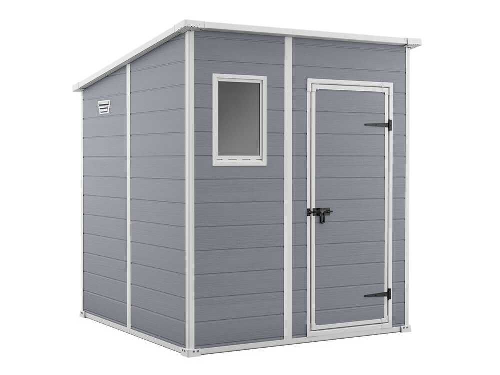 Keter Manor Pent gris – Caseta de jardín – Con ventana frontal – 183.5x185x200 cm - Imagen 3