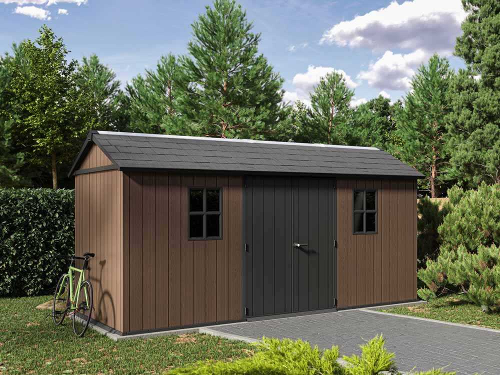 Keter Newton plus 7515/1575 – Caseta de jardín – Con puerta de doble hoja y ventanas – 230 x 476 x 246 cm - Imagen 4