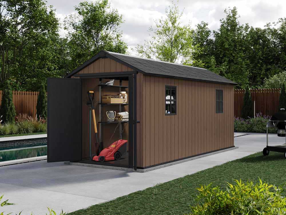 Keter Newton plus 7515/1575 – Caseta de jardín – Con puerta de doble hoja y ventanas – 230 x 476 x 246 cm - Imagen 3