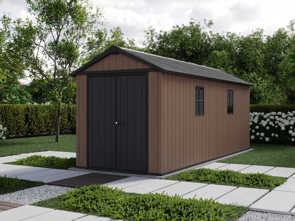 Keter Newton plus 7517/1775 – Caseta de jardín – Con puerta de doble hoja y ventanas – 230 x 539 x 246 cm - Imagen 2