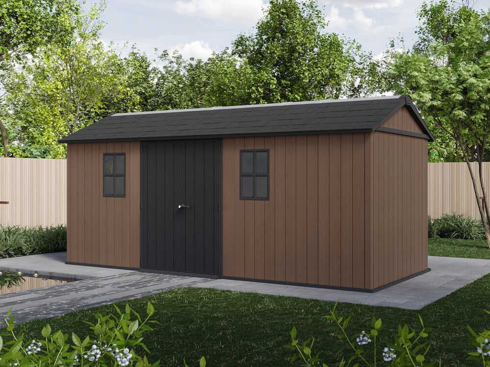 Keter Newton plus 7517/1775 – Caseta de jardín – Con puerta de doble hoja y ventanas – 230 x 539 x 246 cm - Imagen 3