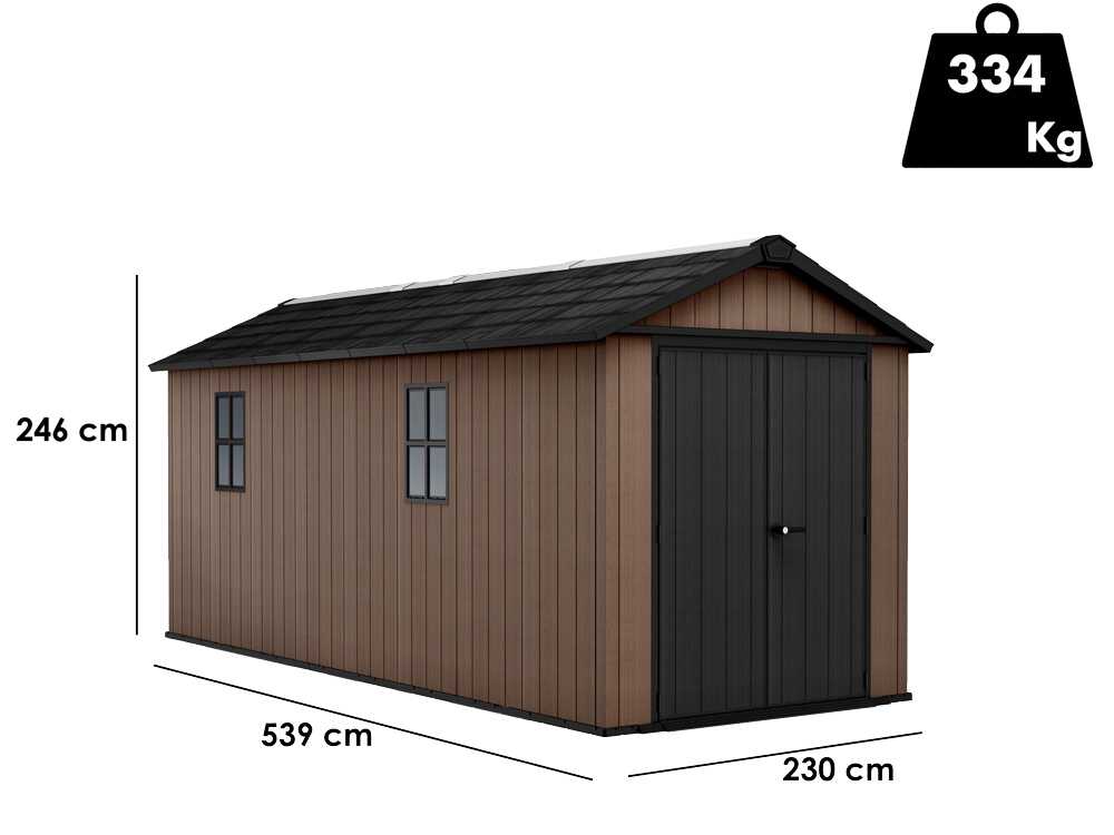 Keter Newton plus 7517/1775 – Caseta de jardín – Con puerta de doble hoja y ventanas – 230 x 539 x 246 cm - Imagen 4