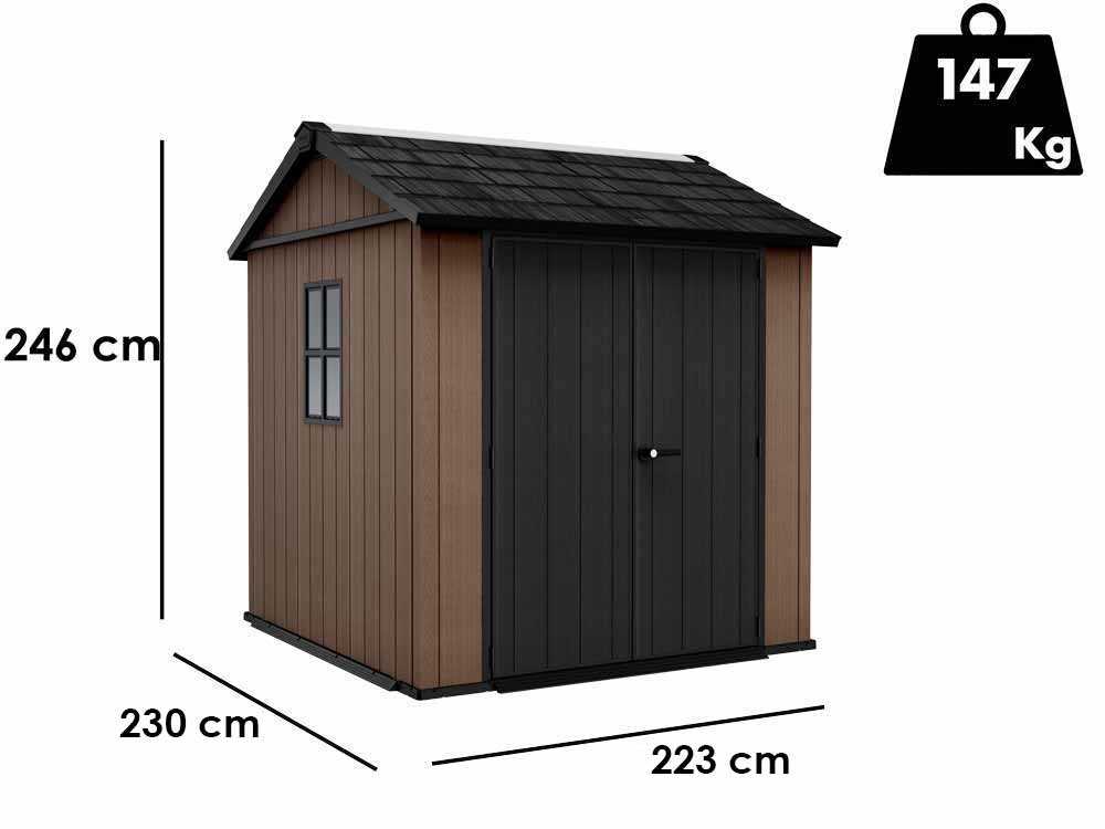 Keter Newton plus 757/775 – Caseta de jardín – Con ventanas – 230 x 223,8 x 246 cm - Imagen 4