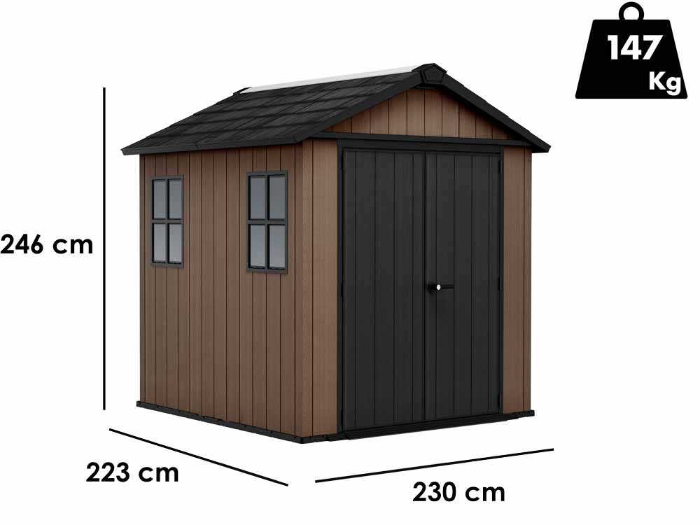 Keter Newton plus 757/775 – Caseta de jardín – Con ventanas – 230 x 223,8 x 246 cm - Imagen 5