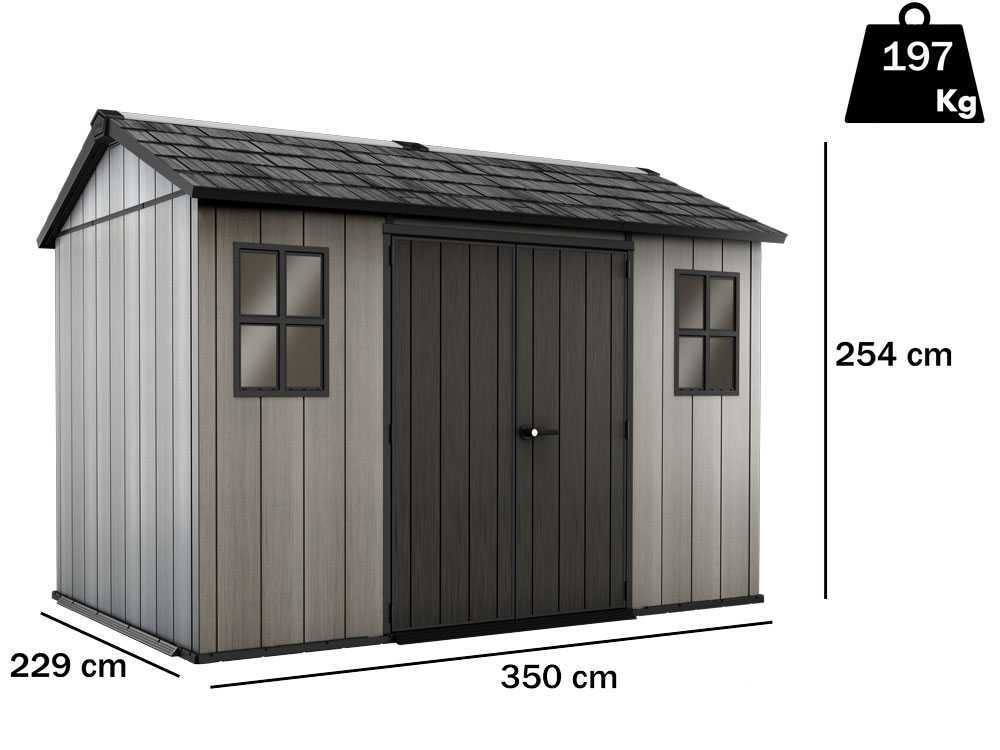 Keter Oakland 1175 – Caseta de jardín – Con ventanas frontales – 350x229x254 cm - Imagen 2