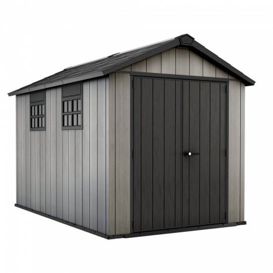 Keter Oakland 7511 – Caseta de jardín – Con puerta de doble hoja y ventanas – 230x350x242 cm
