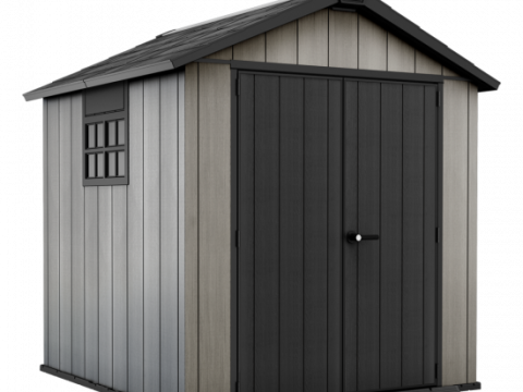 Keter Oakland 757 – Caseta de jardín – Con puerta de doble hoja y ventana -229×223.5×242 cm