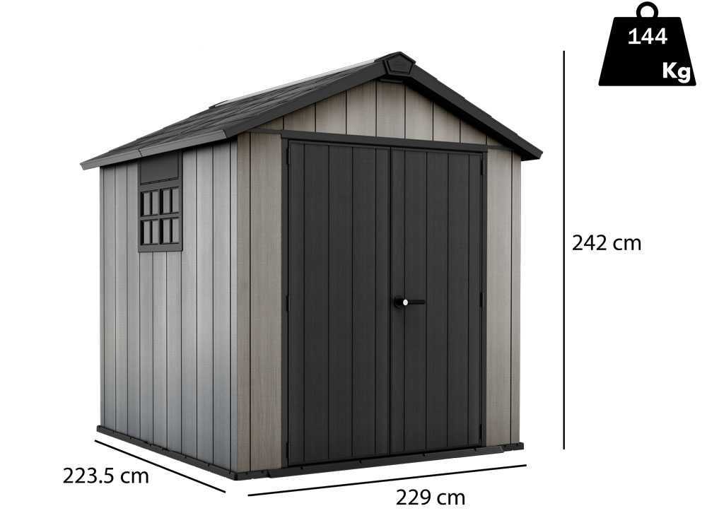 Keter Oakland 757 – Caseta de jardín – Con puerta de doble hoja y ventana -229×223.5×242 cm - Imagen 2