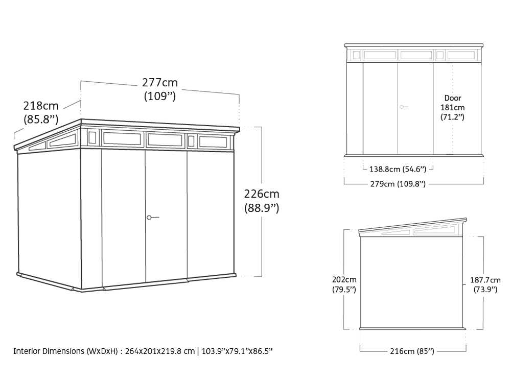 Keter Signature Venetian 9×7 – Caseta de jardín – Con puerta de doble hoja – 277x218x226 cm - Imagen 4