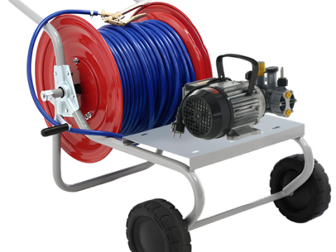 Kit motobomba eléctrica de pulverización con carro – Comet MTP MC8 EL MNF – Para producto químico y ácido