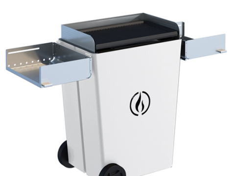 Linea VZ Party Bianco (blanco) – Barbacoa pirolítica de pellets con ruedas