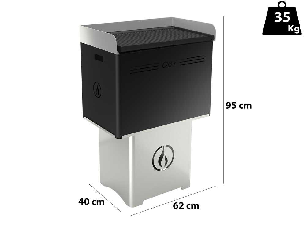 Linea VZ QBY Nero (negra) – Barbacoa pirolítica de pellets portátil - Imagen 2