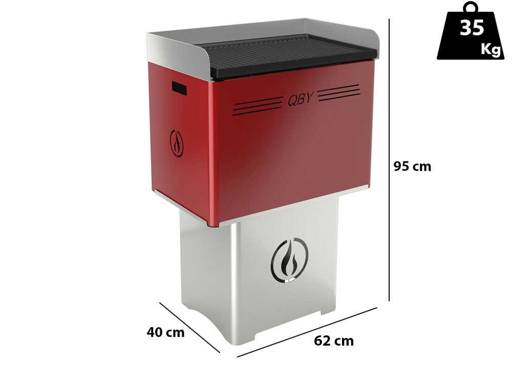 Linea VZ QBY Rosso (roja) – Barbacoa pirolítica de pellets portátil - Imagen 2