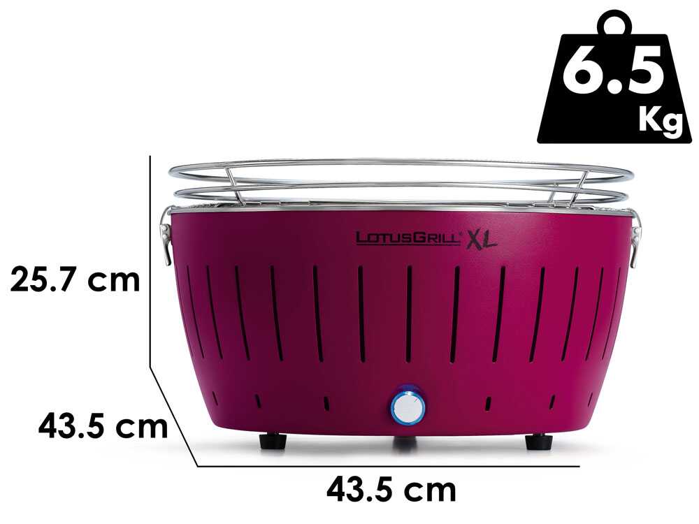 LotusGrill LG G435 U PU – Barbacoa portátil para exterior XL – Carcasa violeta - Imagen 2