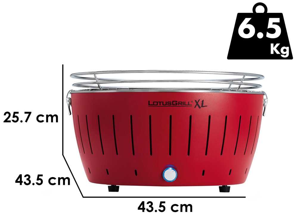 LotusGrill LG G435 U RD – Barbacoa portátil para exterior XL – Carcasa roja - Imagen 2