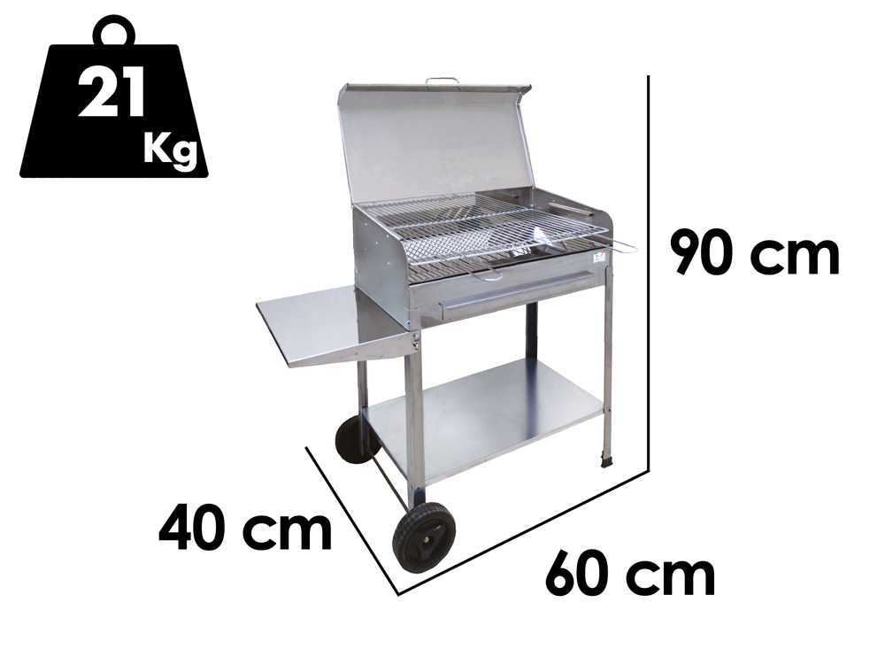 Mille Achille Medium – Barbacoa de carbón artesanal de acero inoxidable – 57,5×37 cm - Imagen 2