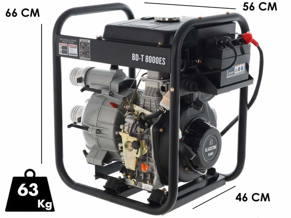 Motobomba diésel Blackstone BD-T 8000ES para aguas sucias con racores de 80 mm – Euro 5 - Imagen 2