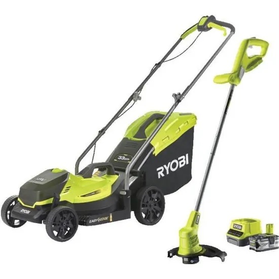Pack ONE+ cortacésped + cortabordes 18V inalámbricos RYOBI RLM1833BLT1825M: cortacésped RLM18X33B40 y cortabordes OLT1825M DE REGALO