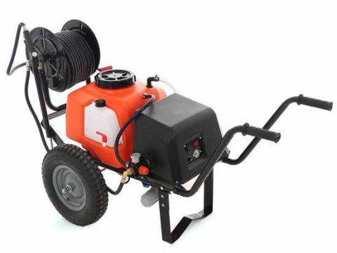 Bomba de pulverización a batería Stocker 12V de 40 l – Pulverizador eléctrico sobre carro