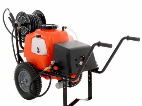 Bomba de pulverización a batería Stocker 12V de 60 l – Pulverizador eléctrico sobre carro