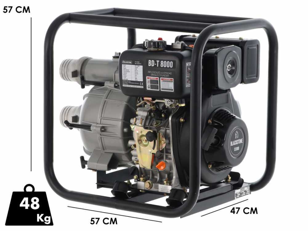 Bomba diésel Blackstone BD-T 8000 para aguas residuales sucias con racores de 80 mm – Euro 5 - Imagen 2