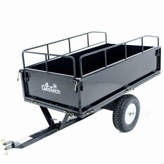 Remolque basculante de arrastre MAXI de acero para tractor cortacésped – paredes desmontables