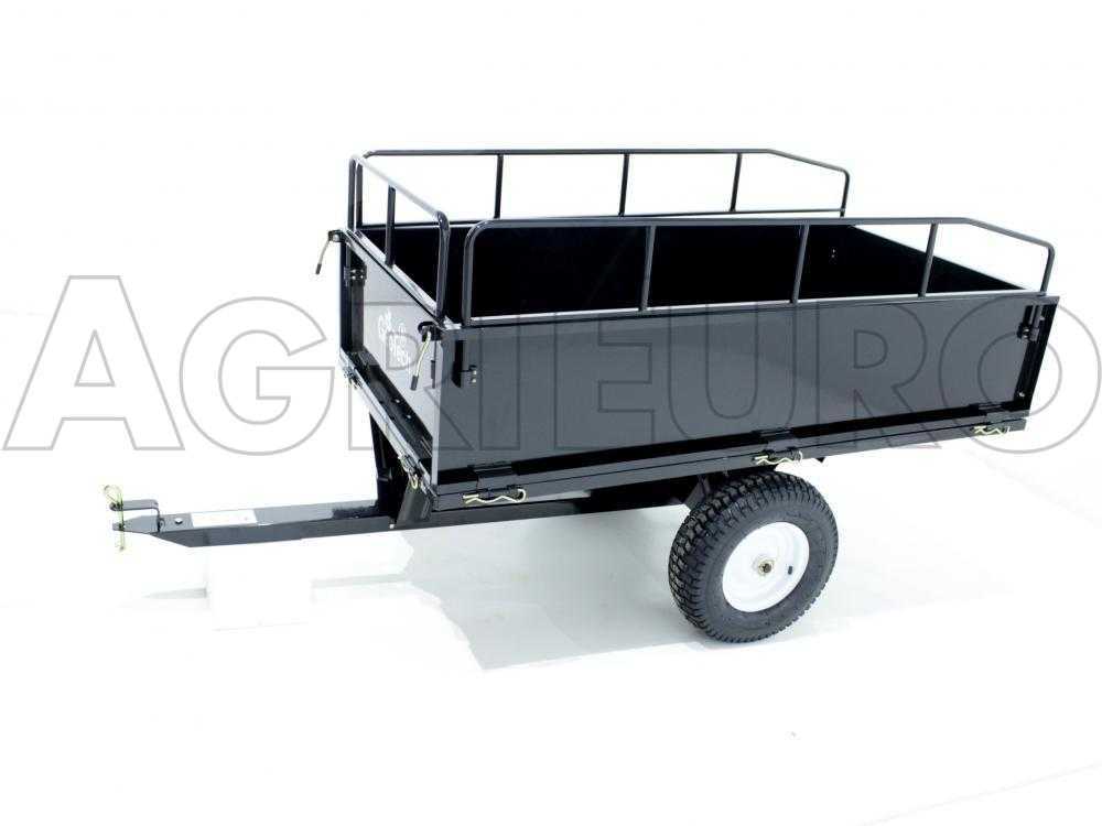 Remolque basculante de arrastre MAXI de acero para tractor cortacésped – paredes desmontables - Imagen 2