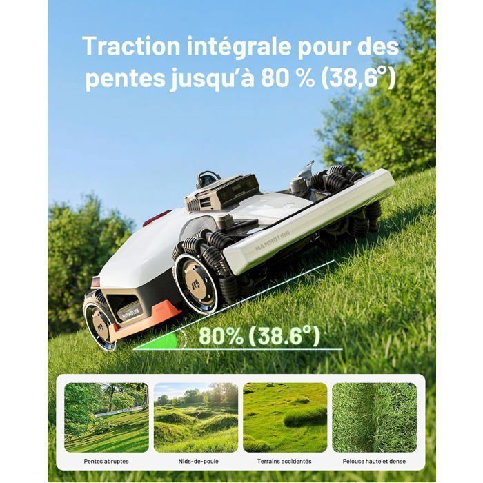 MAMMOTION LUBA 3 AWD 5000 Robot cortacésped sin cable perimetral, LiDAR 360°+NetRTK+visión IA con doble cámara, hasta 5000 m², pendiente 80% - Imagen 5