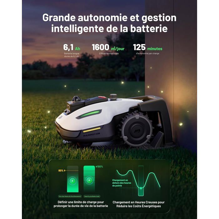 Robot cortacésped MAMMOTION YUKA mini 2 1000 sin cable perimetral, con minigaraje para cortacésped, hasta 1000 m² - Imagen 6