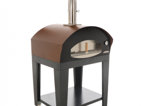 Rossofuoco Benni – Horno de leña de exterior con carro – Marrón