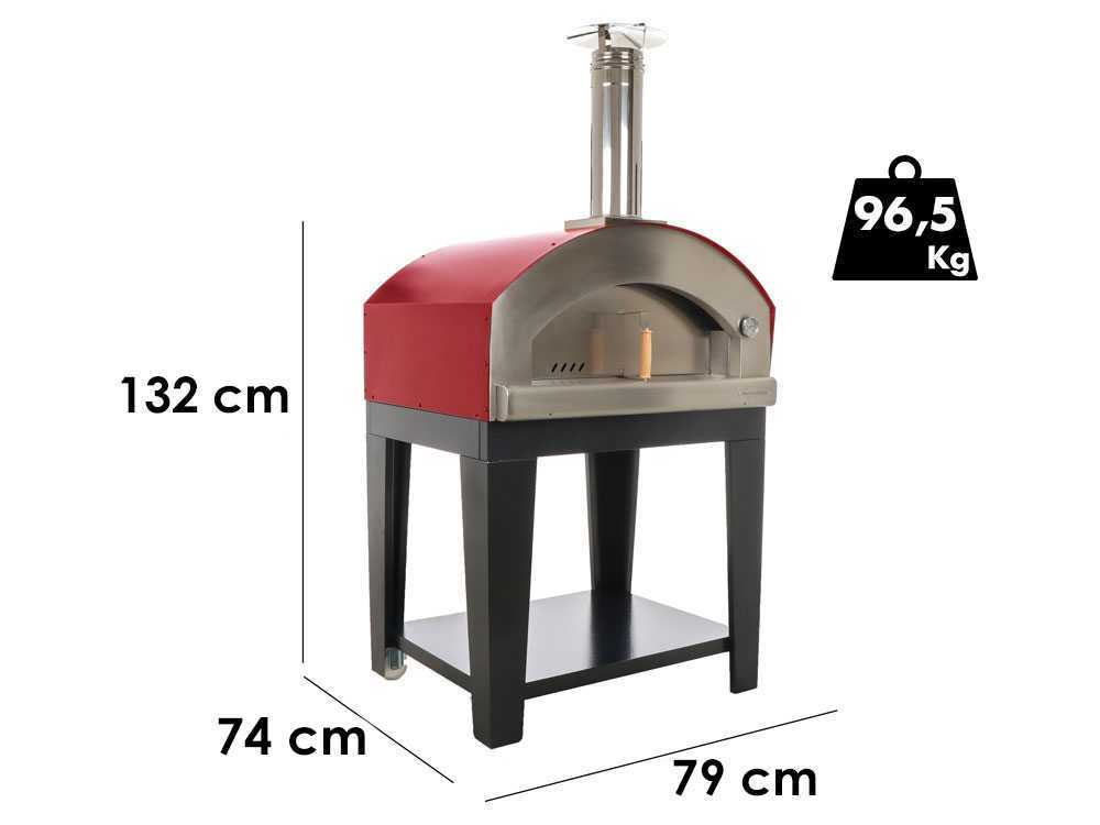 Rossofuoco Campagnolo – Horno de leña de exterior con carro – Rojo - Imagen 2