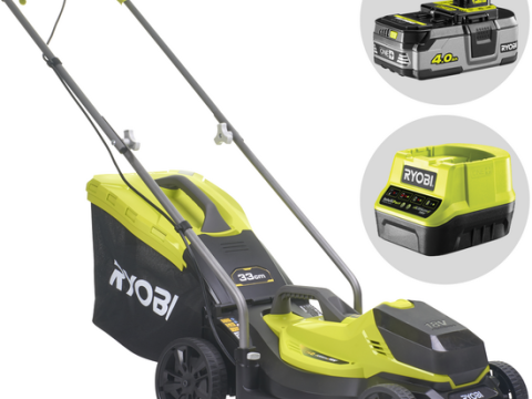 Ryobi OLM1833B – Cortacésped a batería 18 V/4 Ah – Anchura de corte 33 cm