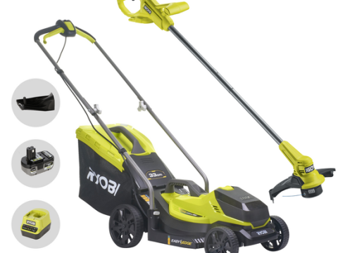 Ryobi RLM18X33B50LT23A – Kit Cortacésped + cortabordes a batería – 18 V 5 Ah – Corte 33 cm + 23 cm
