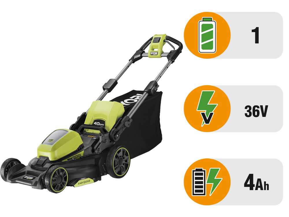 Ryobi RY36LM40A-140 – Cortacésped a batería – MAX POWER 36V/4Ah – Anchura de corte 40 cm - Imagen 3