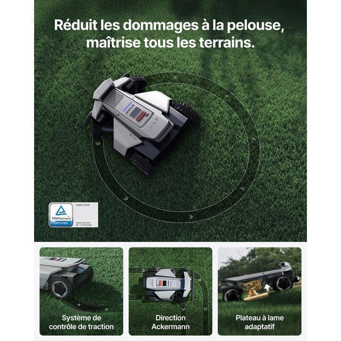 Segway Navimow X420 Robot cortacésped sin cable perimetral 2000 m², Zero-Turn AWD+NRTK+Visión, pendiente 84 %, cartografía automática - Imagen 3