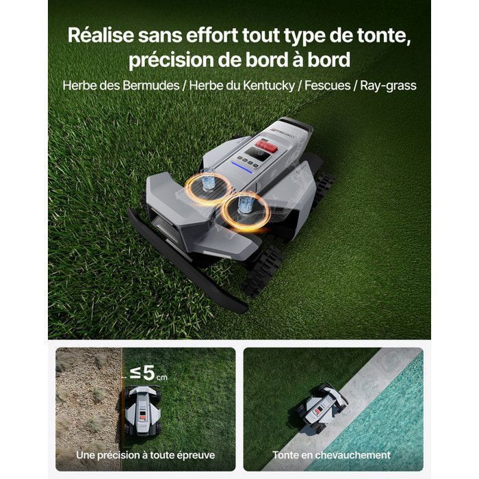 Segway Navimow X420 Robot cortacésped sin cable perimetral 2000 m², Zero-Turn AWD+NRTK+Visión, pendiente 84 %, cartografía automática - Imagen 5