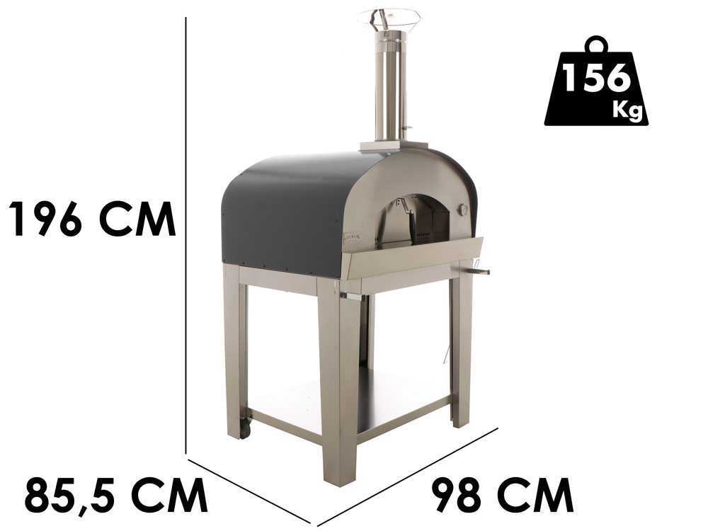 Seven Italy Eros – Horno de leña de exterior con carro – Antracita - Imagen 2