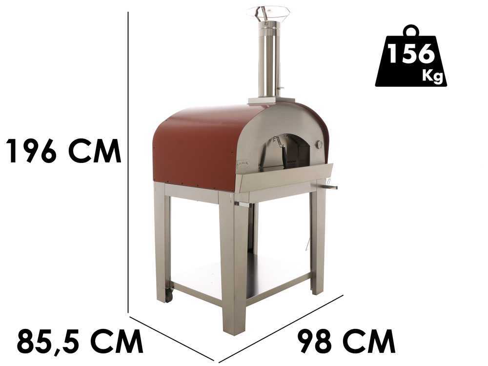 Seven Italy Eros – Horno de leña de exterior con carro – Rojo - Imagen 2
