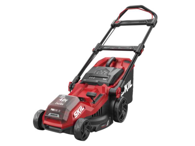 SKIL 0135 BA – Cortacésped a batería 2x20V/4Ah + 1 batería 20V 4Ah de regalo – Anchura de corte 38 cm