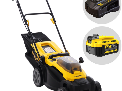 Stanley SCMWP3401M1-QW – Cortacésped a batería – 18 V 4,0 Ah – Anchura de corte 34 cm