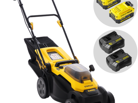 Stanley SCMWP3701M2-QW – Cortacésped a batería – 36 V – 2 x 18 V 4,0 Ah – Anchura de corte 37 cm