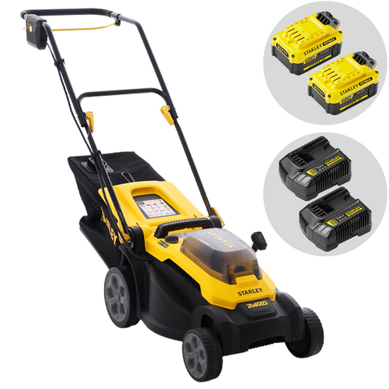 Stanley SCMWP3701M2-QW – Cortacésped a batería – 36 V – 2 x 18 V 4,0 Ah – Anchura de corte 37 cm